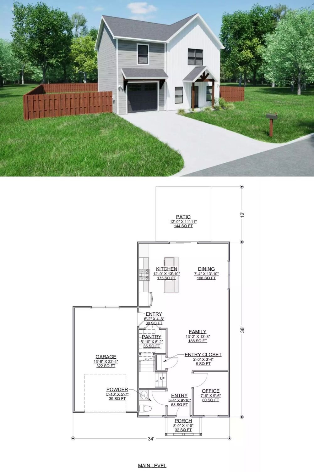 Lanternpine Walk Country-Style Home with Open Living Space and 4 Bedrooms (Floor Plan)