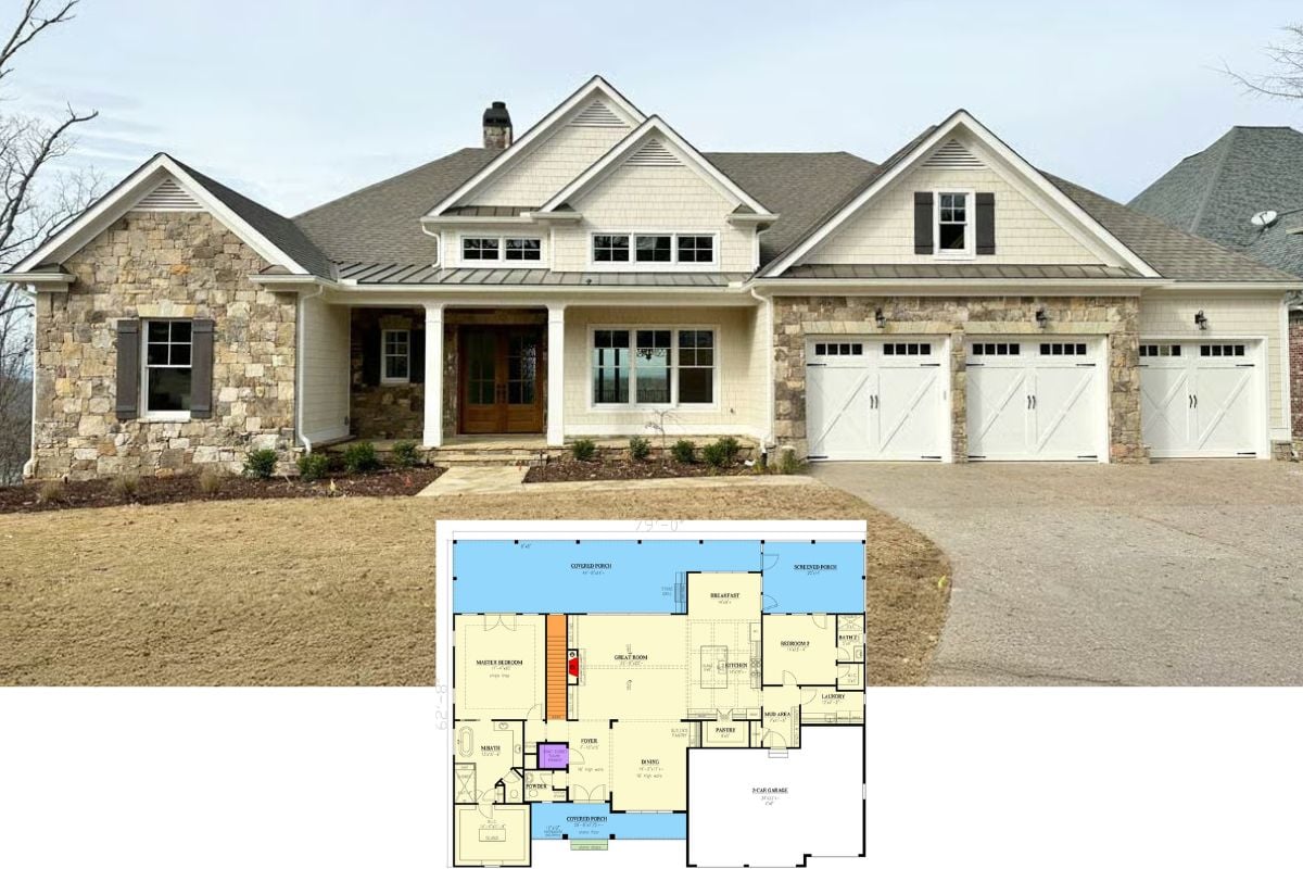 Craftsman-Style 4-Bedroom Home with Wet Bar and Walkout Basement (Floor Plan)