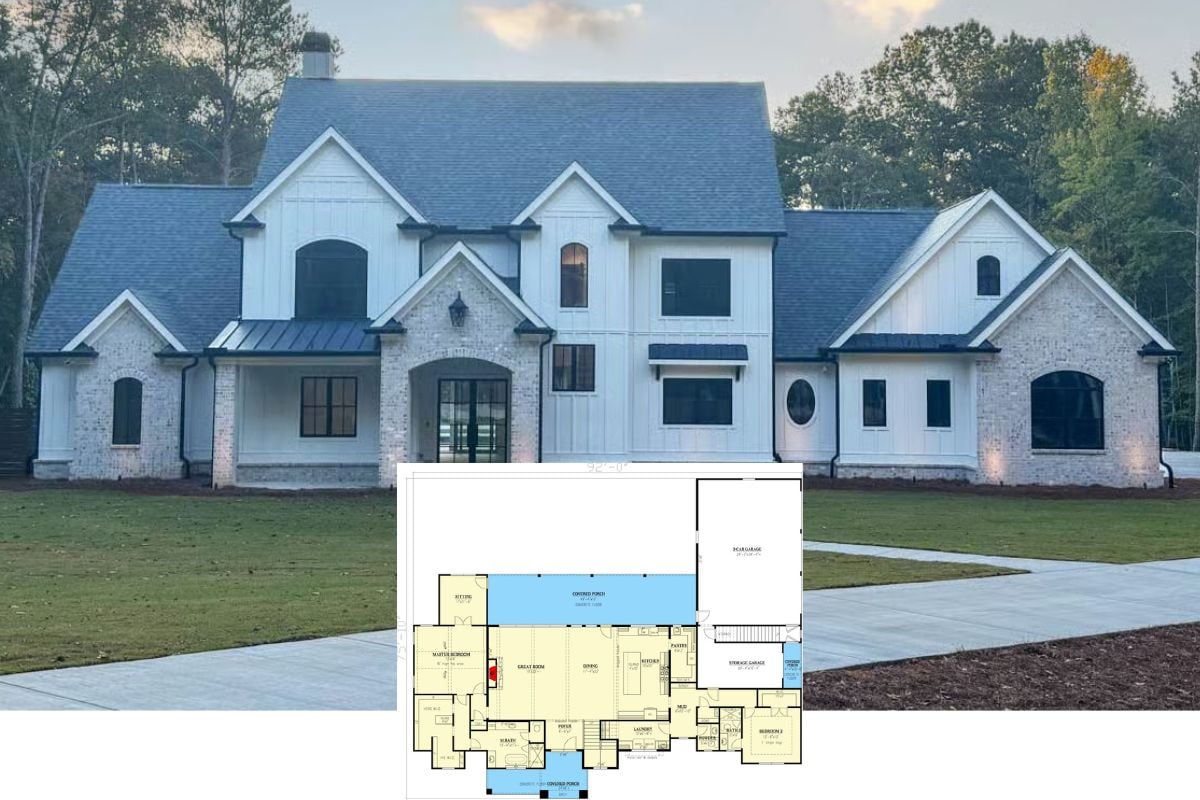 European 4-Bedroom Farmhouse with Balcony and In-Law Suite (Floor Plan)