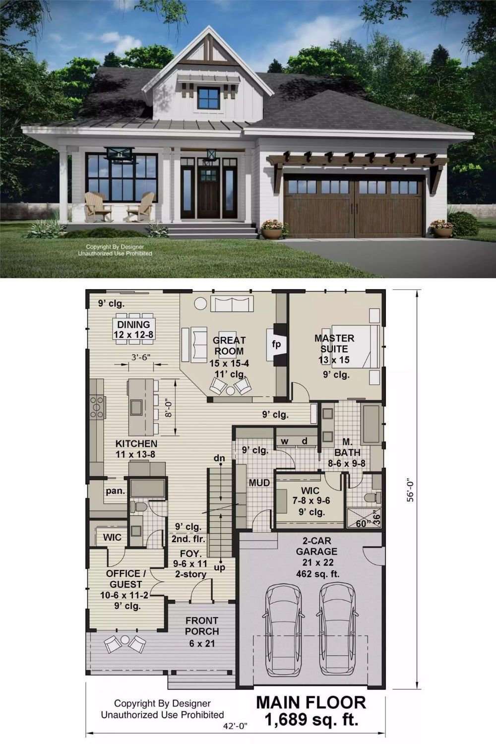 4-Bedroom Linden Way Farmhouse with Front Porch and Loft (Floor Plan)