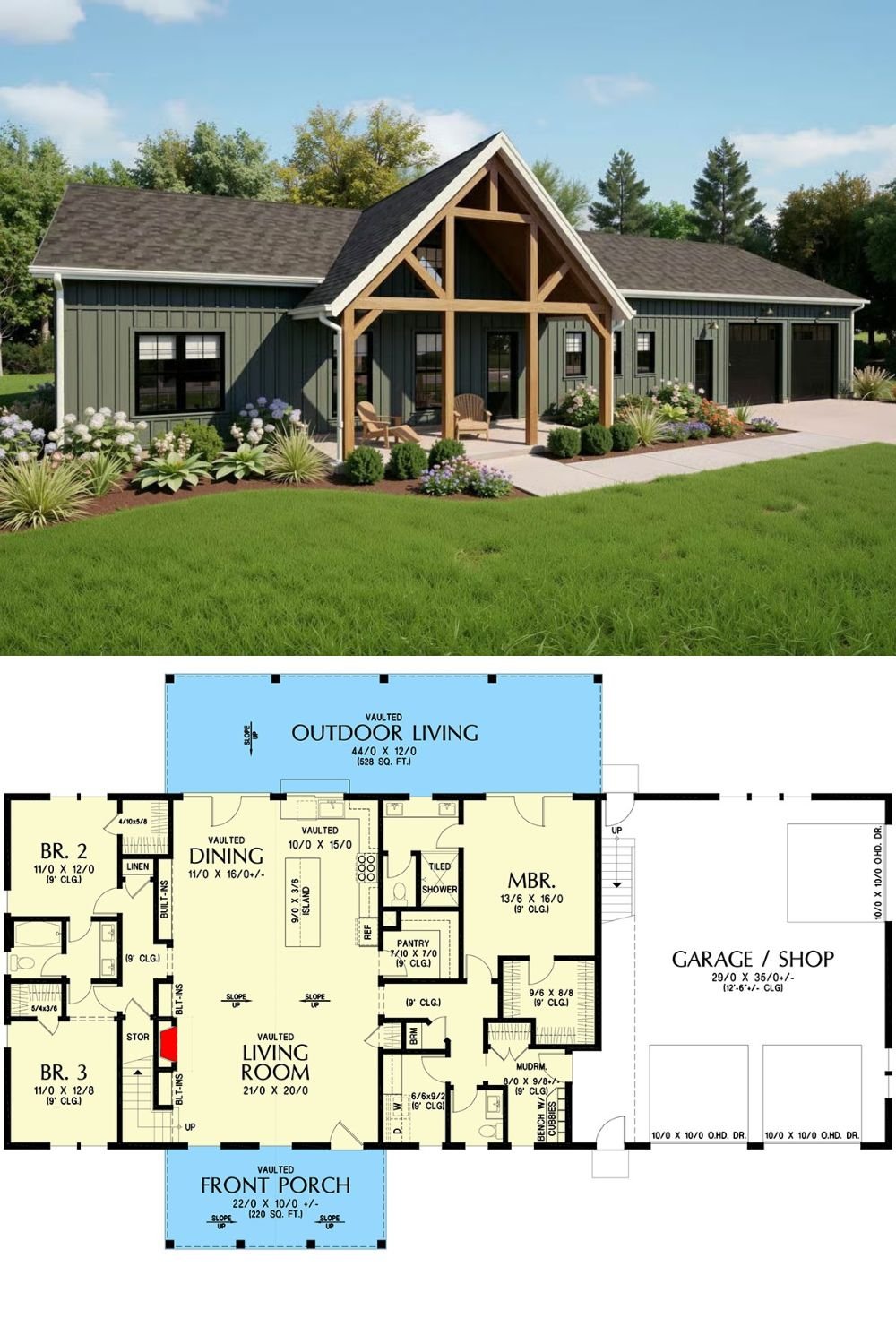 Modern Farmhouse 4-Bedroom Barndominium with Loft and Jack & Jill Bath (Floor Plan)
