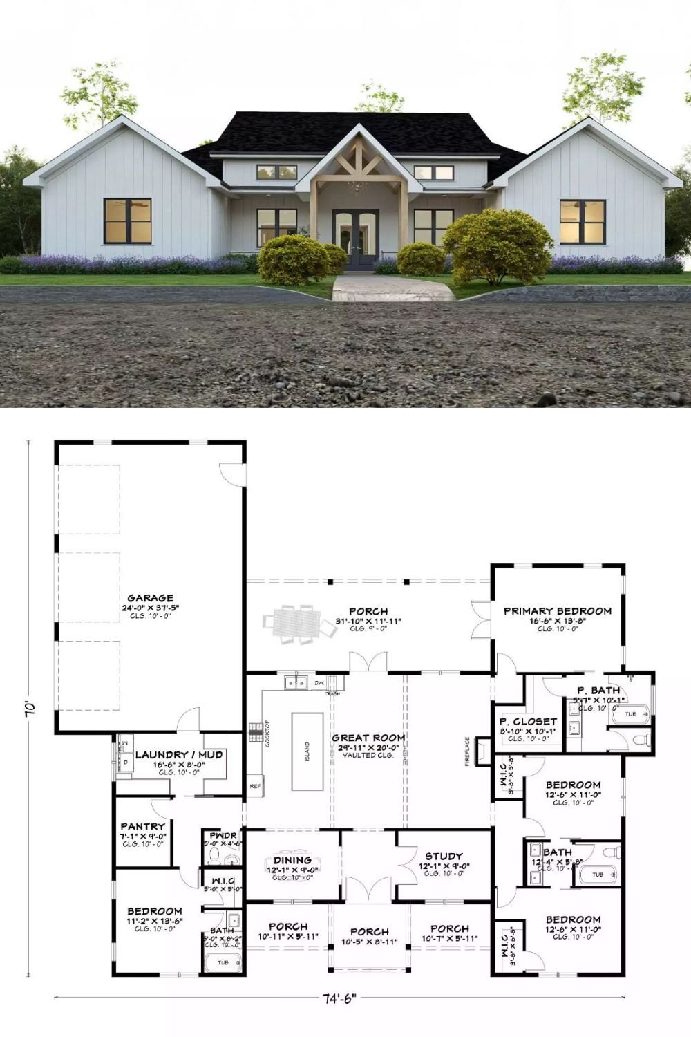 Thornleigh Row 4-Bedroom Ranch with 3-Car Garage and Jack & Jill Bath (Floor Plan)