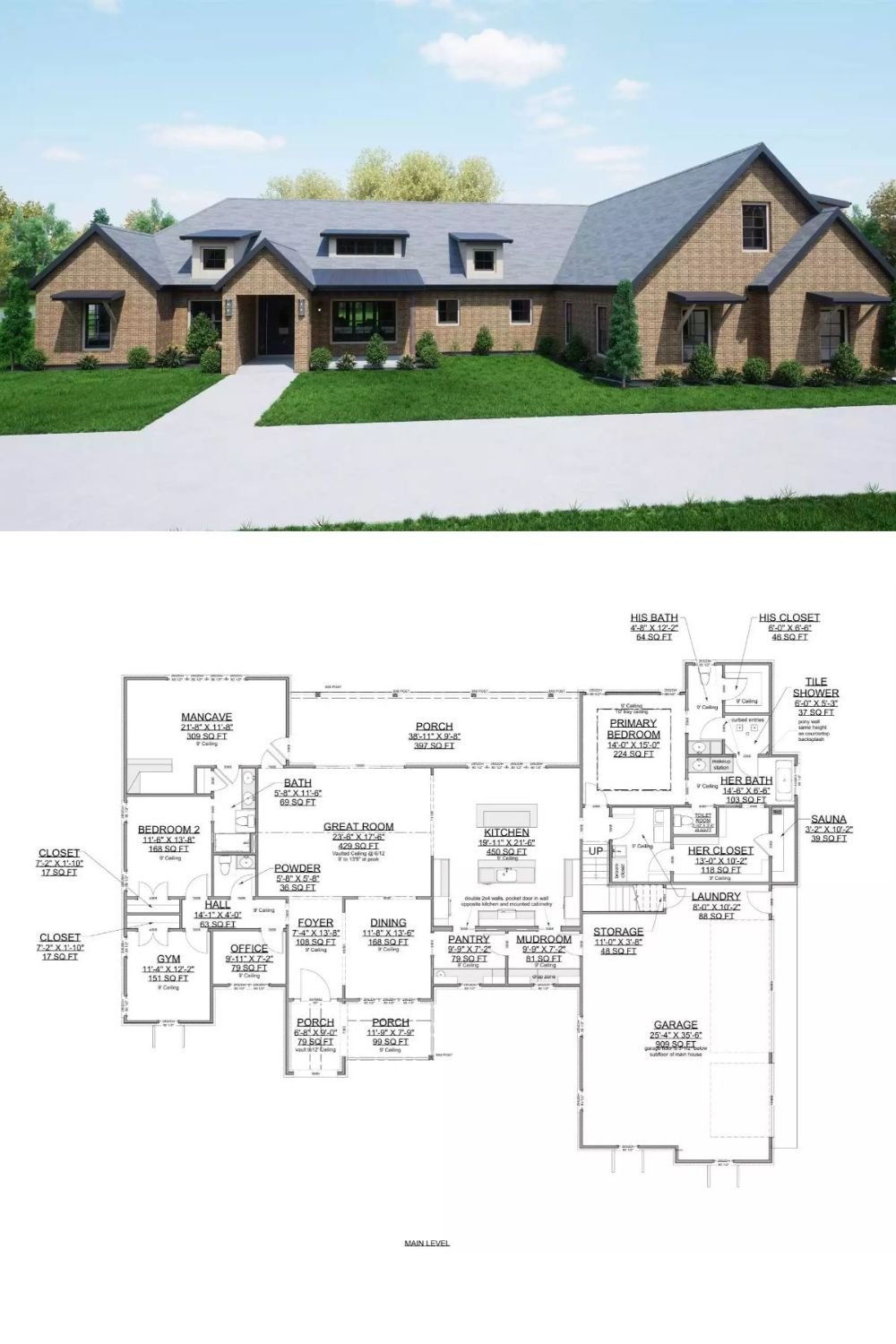 Transitional-Style Fableford Street Home for a Corner Lot with Loft and 4 Bedrooms (Floor Plan)