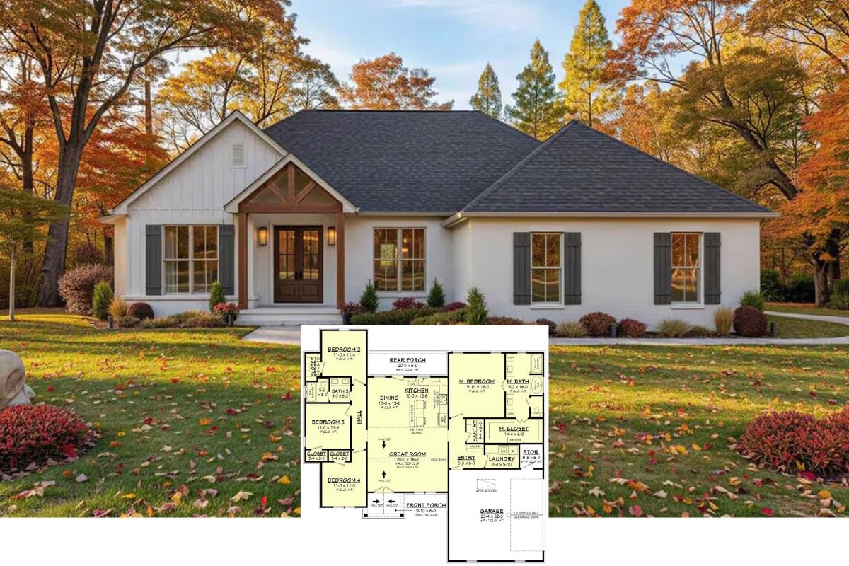 4-Bedroom Transitional Home with Open Living Space and Covered Patio (Floor Plan)