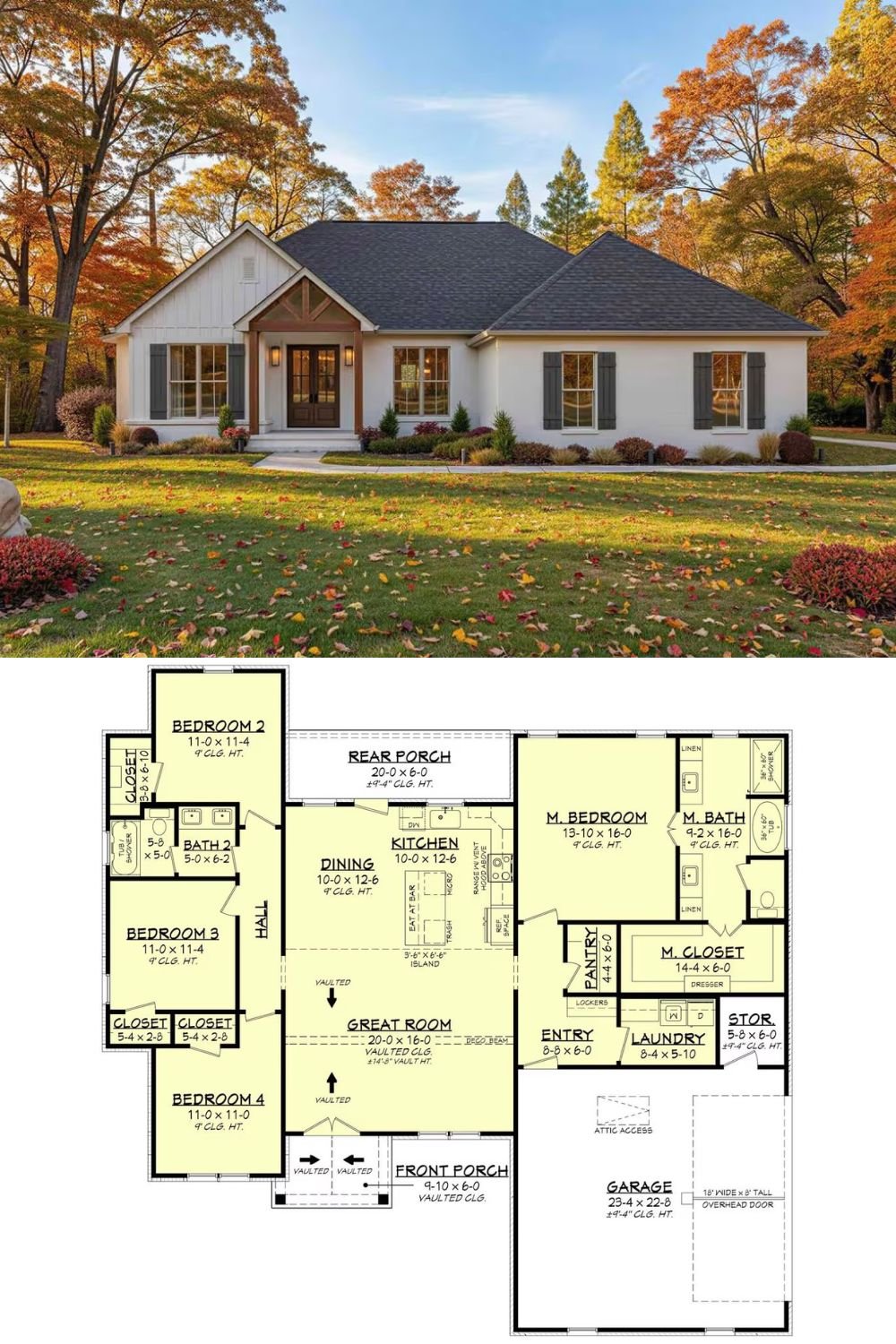 4-Bedroom Transitional Home with Open Living Space and Covered Patio (Floor Plan)