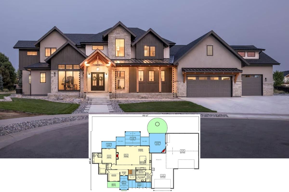 Transitional 4-Bedroom Modern Farmhouse with Balcony and Jack & Jill Bath (Floor Plan)