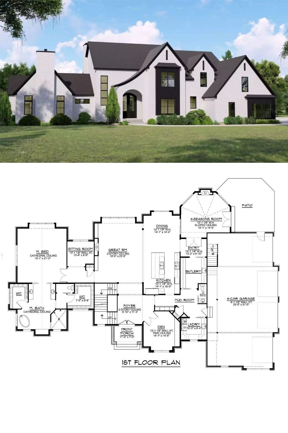 Wickham Manor 4-Bedroom French Country-Style Home with Wet Bar and Bonus Room (Floor Plan)