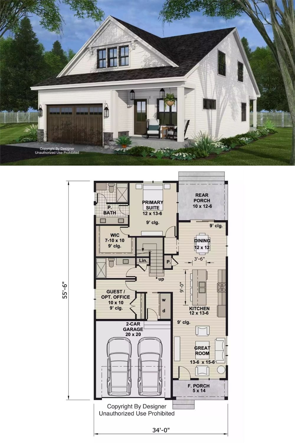Farmhouse-Style 5-Bedroom Evelyn Home with Loft and Open-Concept Living (Floor Plan)