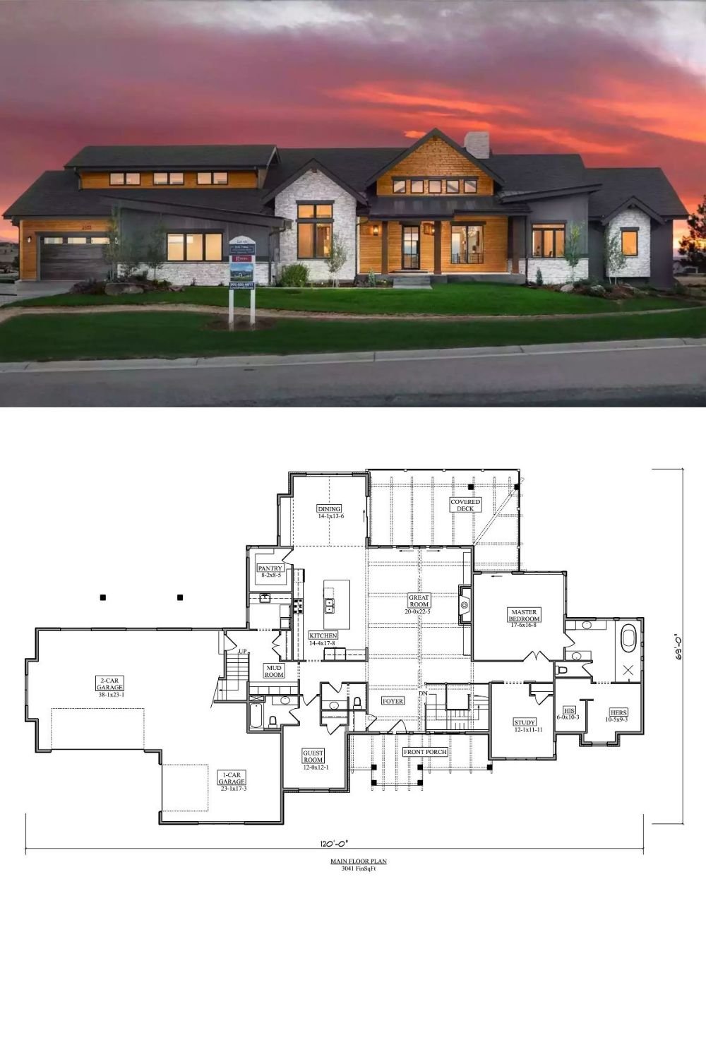 Founders Way 5-Bedroom Craftsman Home for Wide and Sloped Lots with a Wet Bar (Floor Plan)
