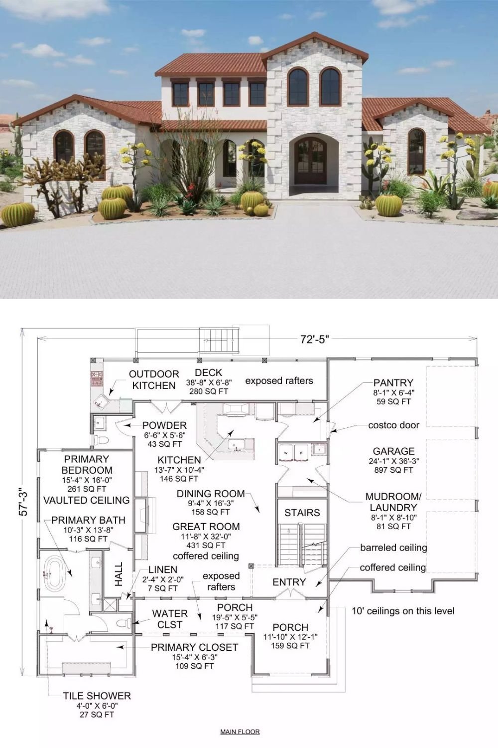 Spanish-Style 5-Bedroom Greythorn Pass Home with 3-Car Garage and Open-Concept Living (Floor Plan)