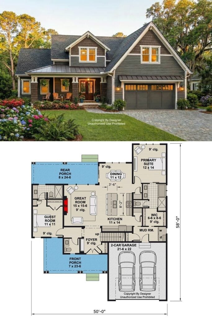 5-Bedroom New American Home with Loft and Bonus Room (Floor Plan)