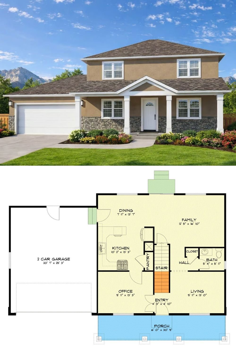 Traditional 5-Bedroom Craftsman Home with Covered Front Porch and Optional Basement (Floor Plan)