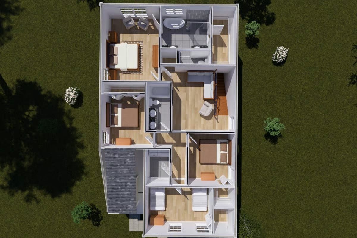 3D Second Level Floor Plan