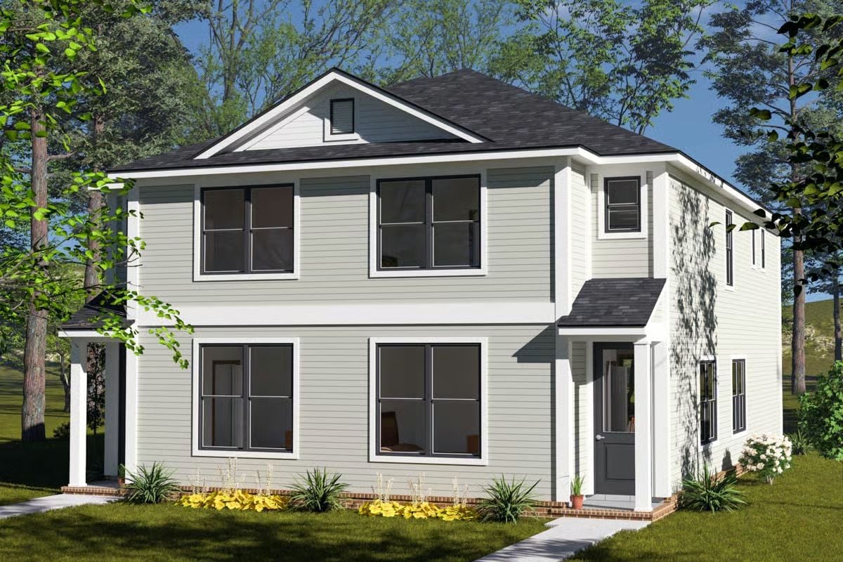 Traditional-Style Duplex with Loft Space and 4-Bed Units (Floor Plan)
