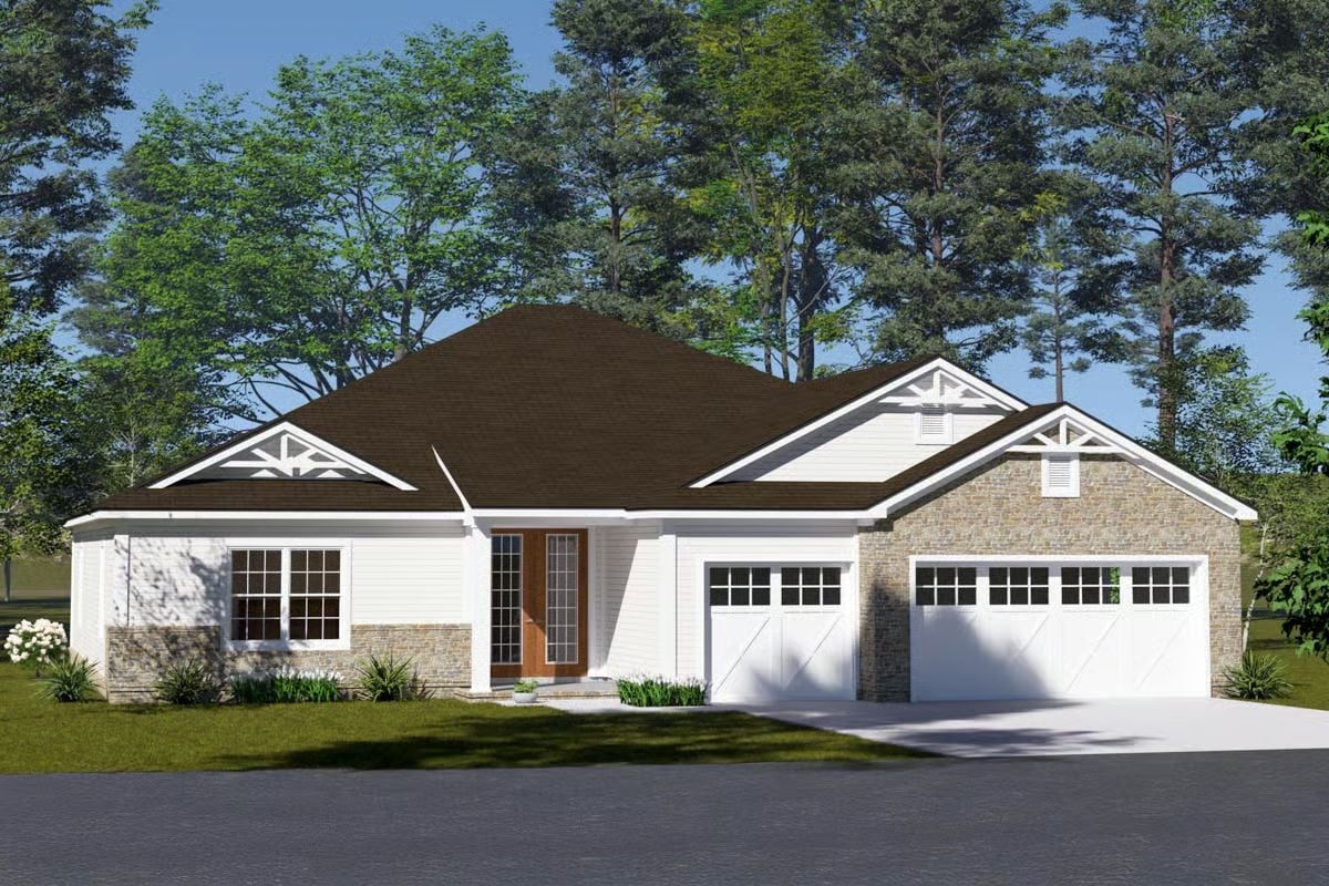 5-Bedroom Craftsman Home with Open Living Space and 3-Car Garage (Floor Plan)