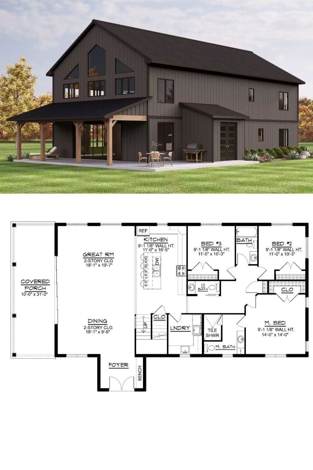 Hidden Brook 6-Bedroom Farmhouse with Loft and Covered Patio (Floor Plan)