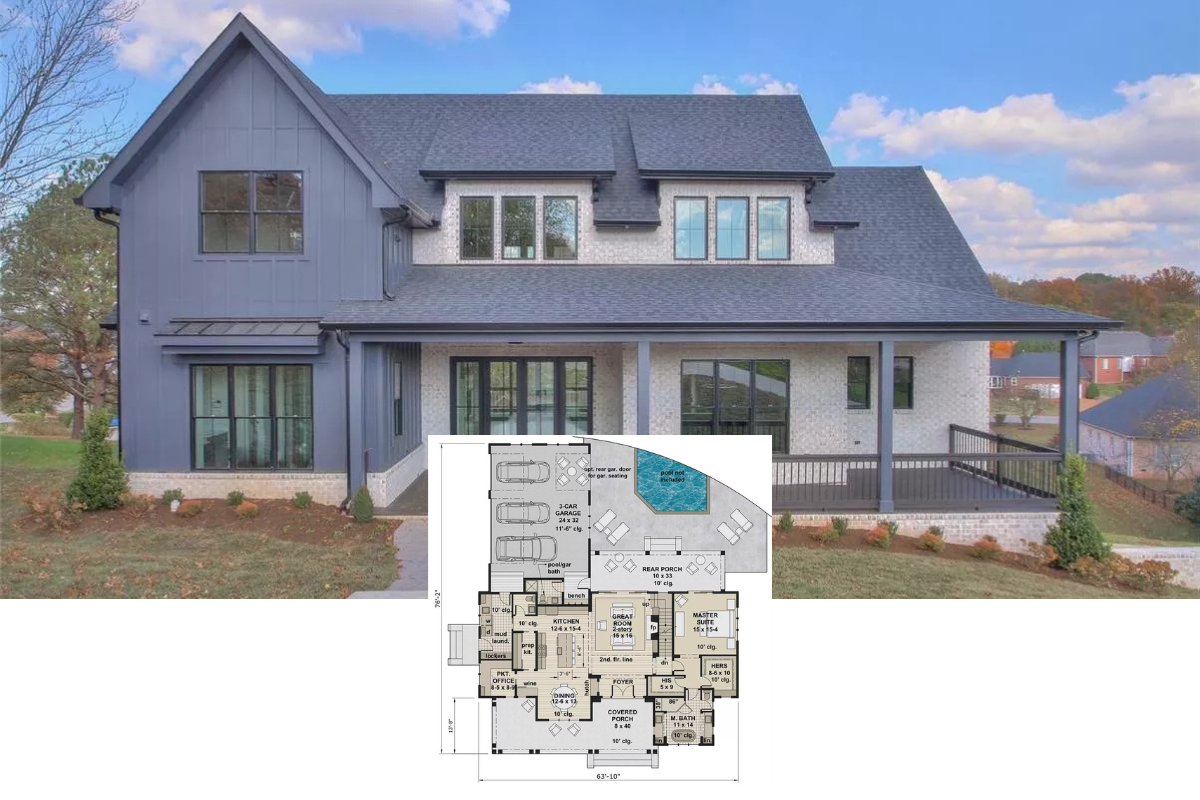 Brookside 4-Bedroom Modern Farmhouse with Jack and Jill Bath and Walkout Basement (Floor Plan)