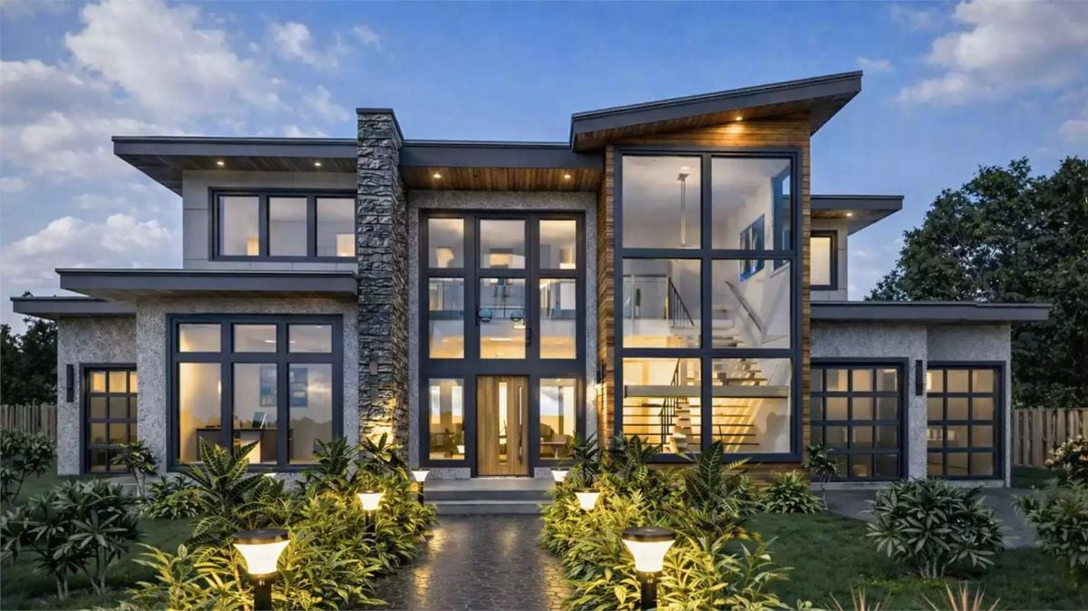 Tower Estate 3-Bedroom Contemporary Home with Balcony and 3-Car Garage (Floor Plan)