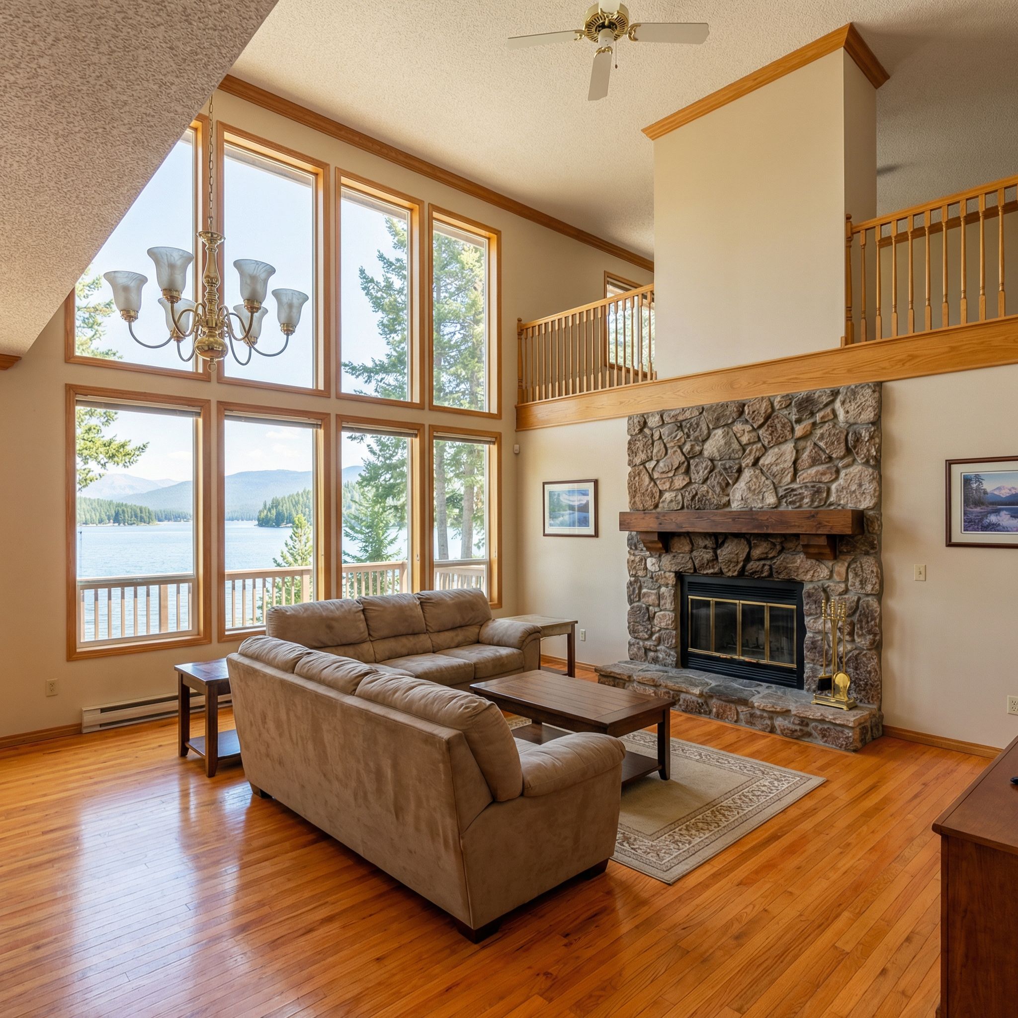 Our Lake House Great Room Had the View But ZERO Personality. AI Showed Us Exactly What Was Missing (36 Before & After Ideas)