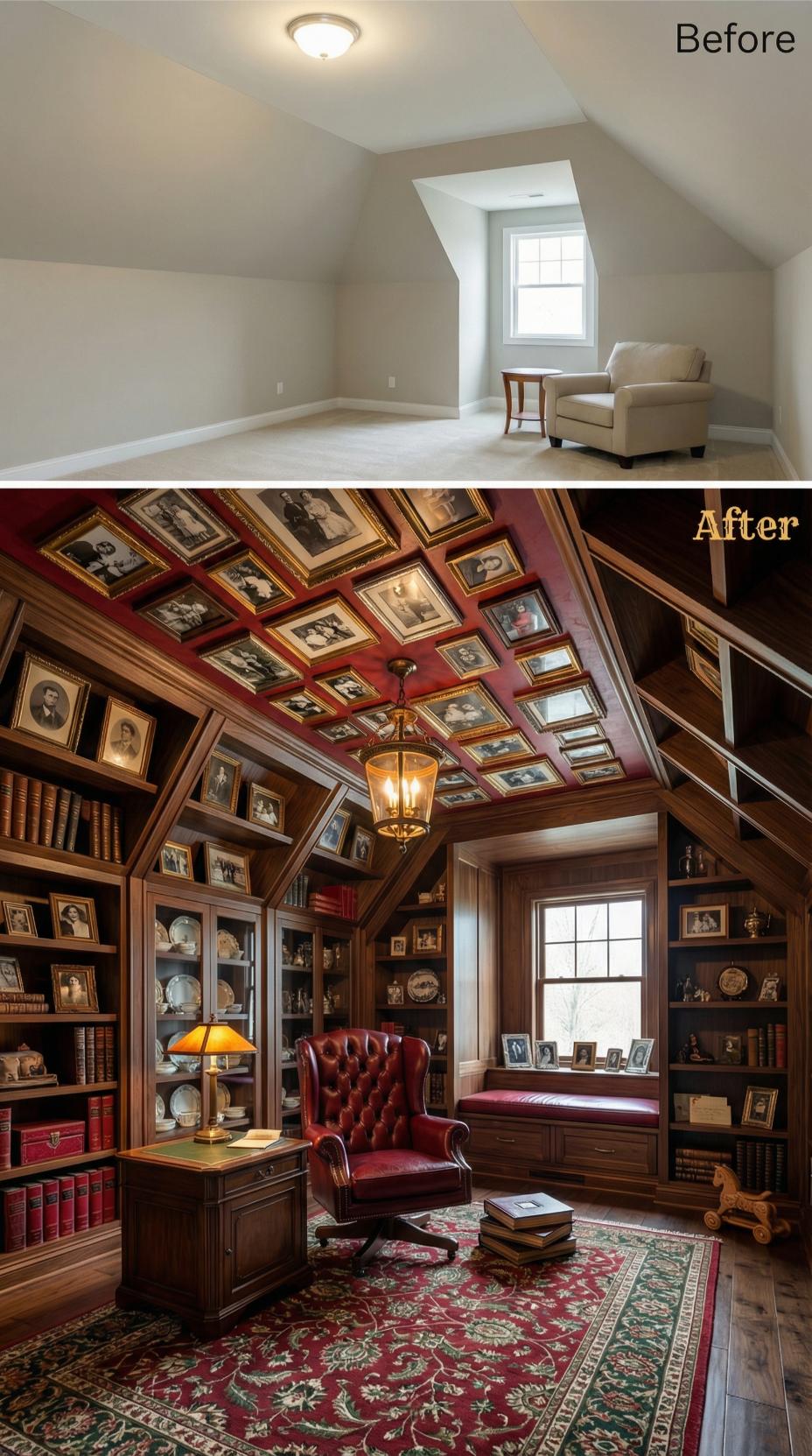Rich Mahogany Library Replaces Neutral Blank Canvas