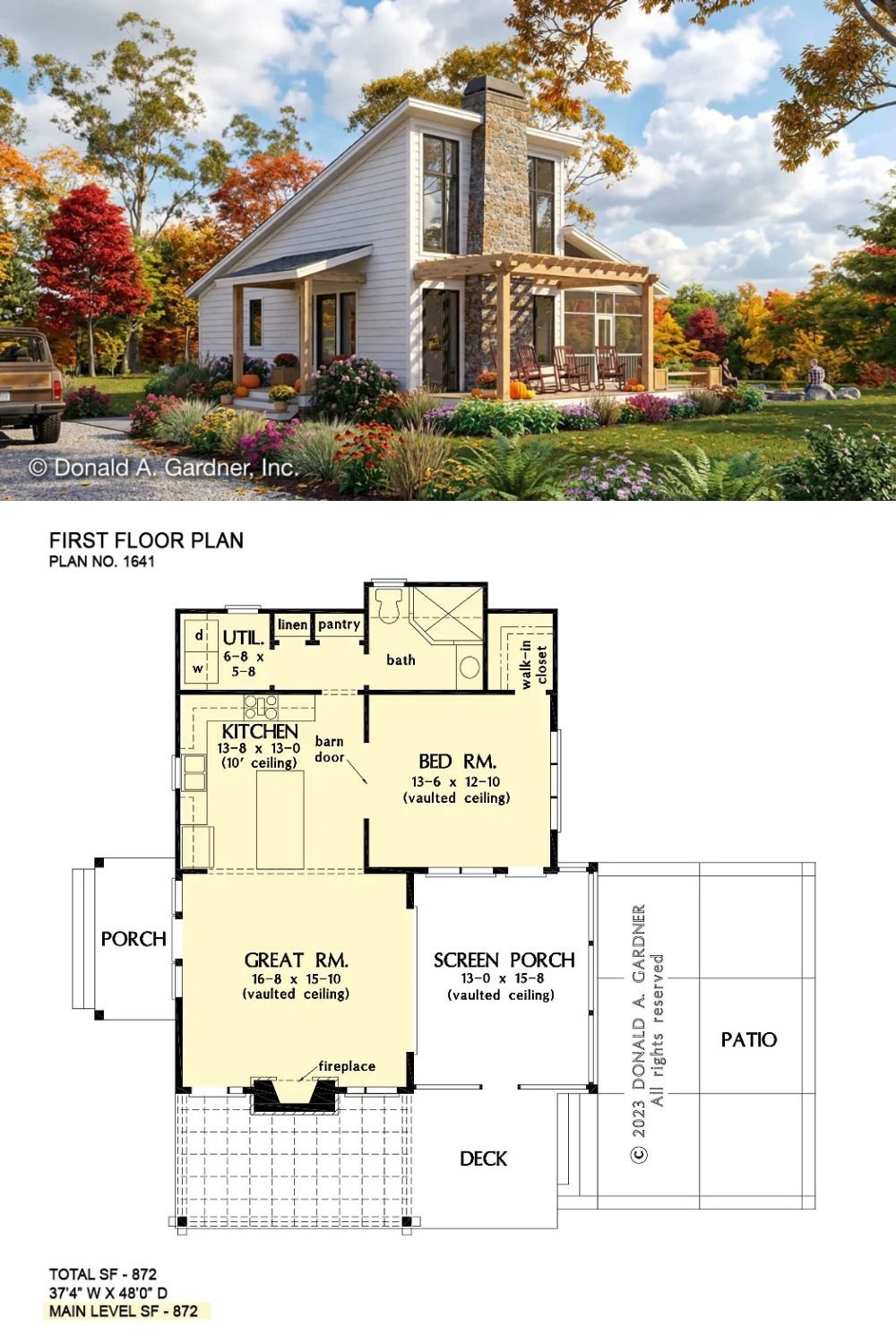 1-Bedroom The Billy Tiny Modern Home with Open Living Space and Covered Patio (Floor Plan)