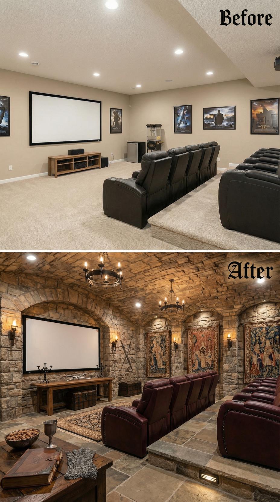 Medieval Stone Vaults and Tapestry Alcoves Conquer Carpeted Beige