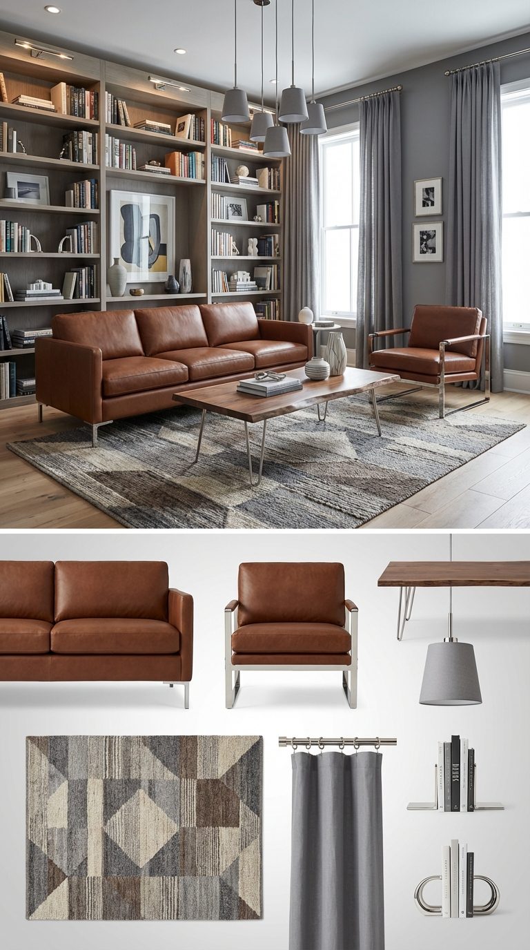 Storm Gray Retreat with Chestnut Leather and Polished Nickel Details