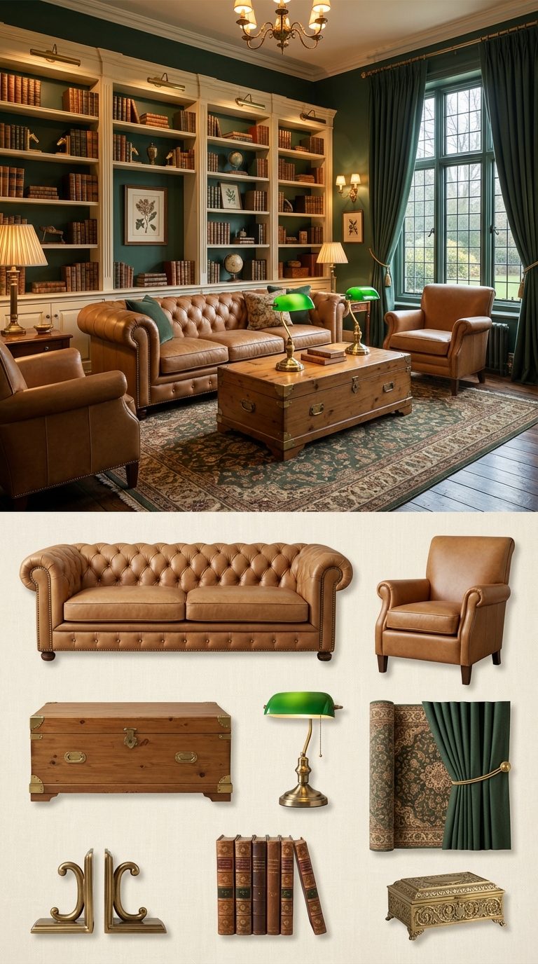 Hunter Green Haven with Tan Leather and Antique Brass Details