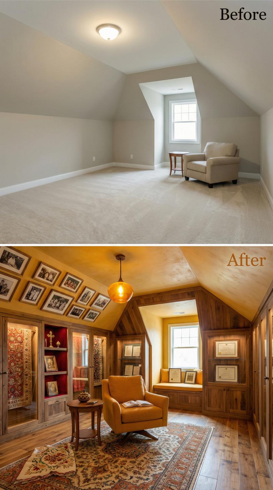 Honey-Lit Study with Dark Walnut Millwork and Gallery Wall Archive
