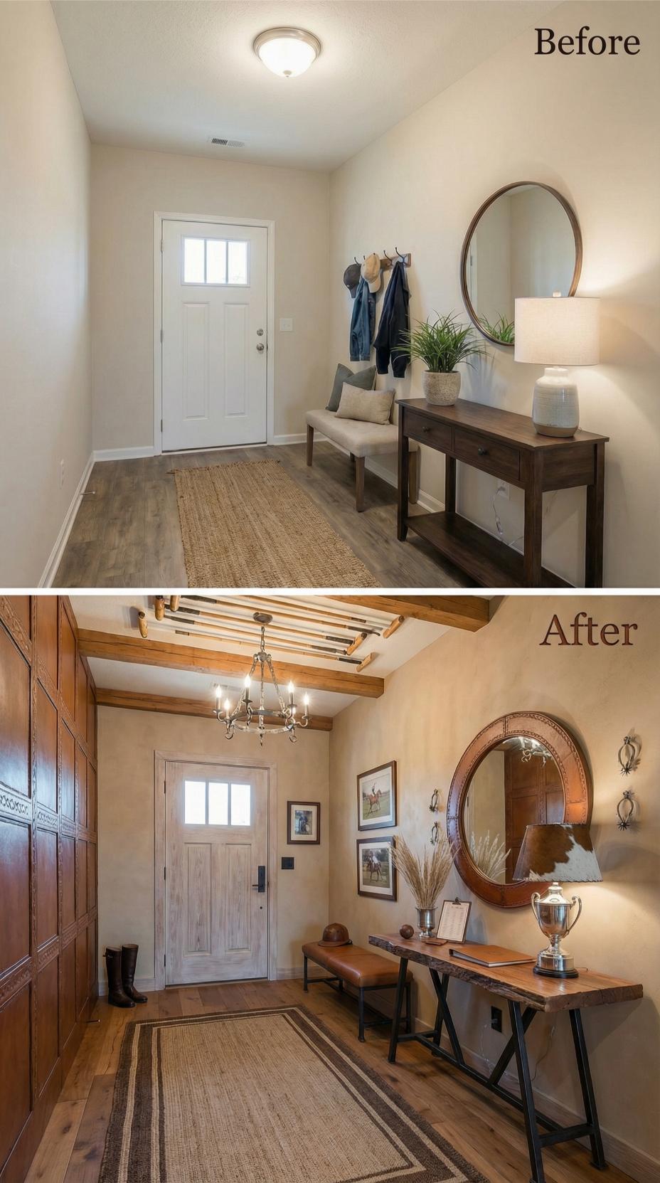 Exposed Wood Beams and Trophy Displays Turn Entry Into Ranch Hall