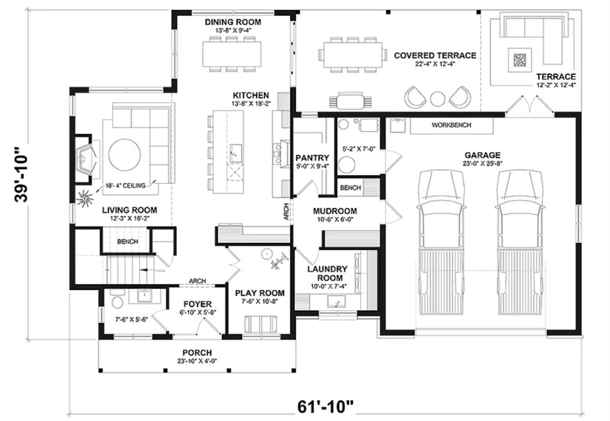 Floor Plan: The Mudroom Sits Between Garage and Pantry So Groceries Never Hit the Floor