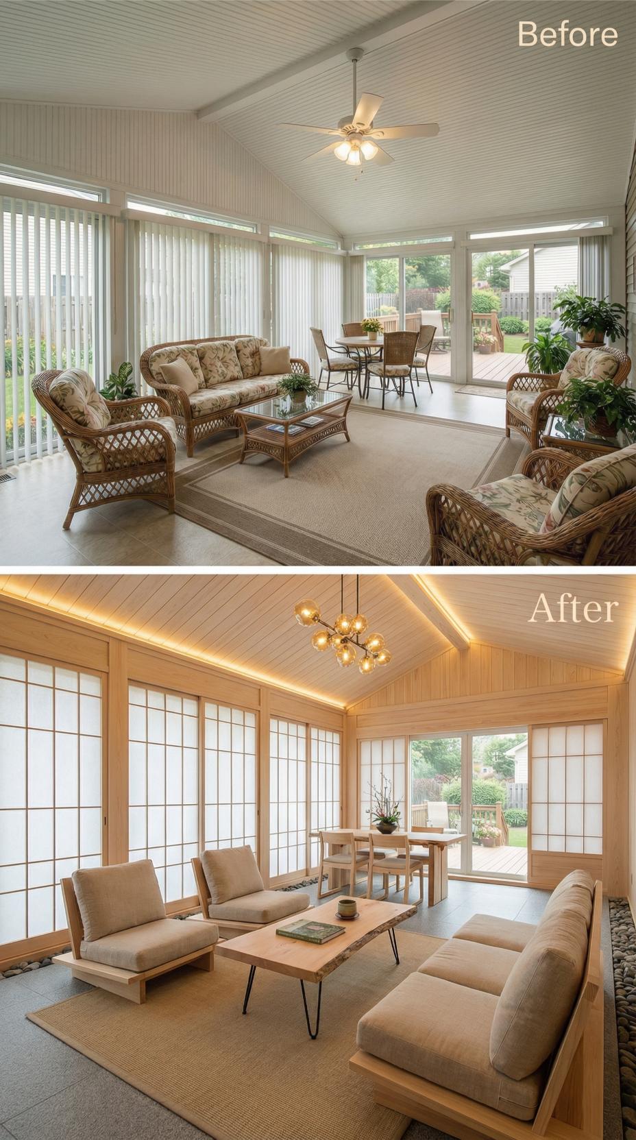 Wicker Furniture Out, Japanese Shoji Screens and Low-Profile Seating In