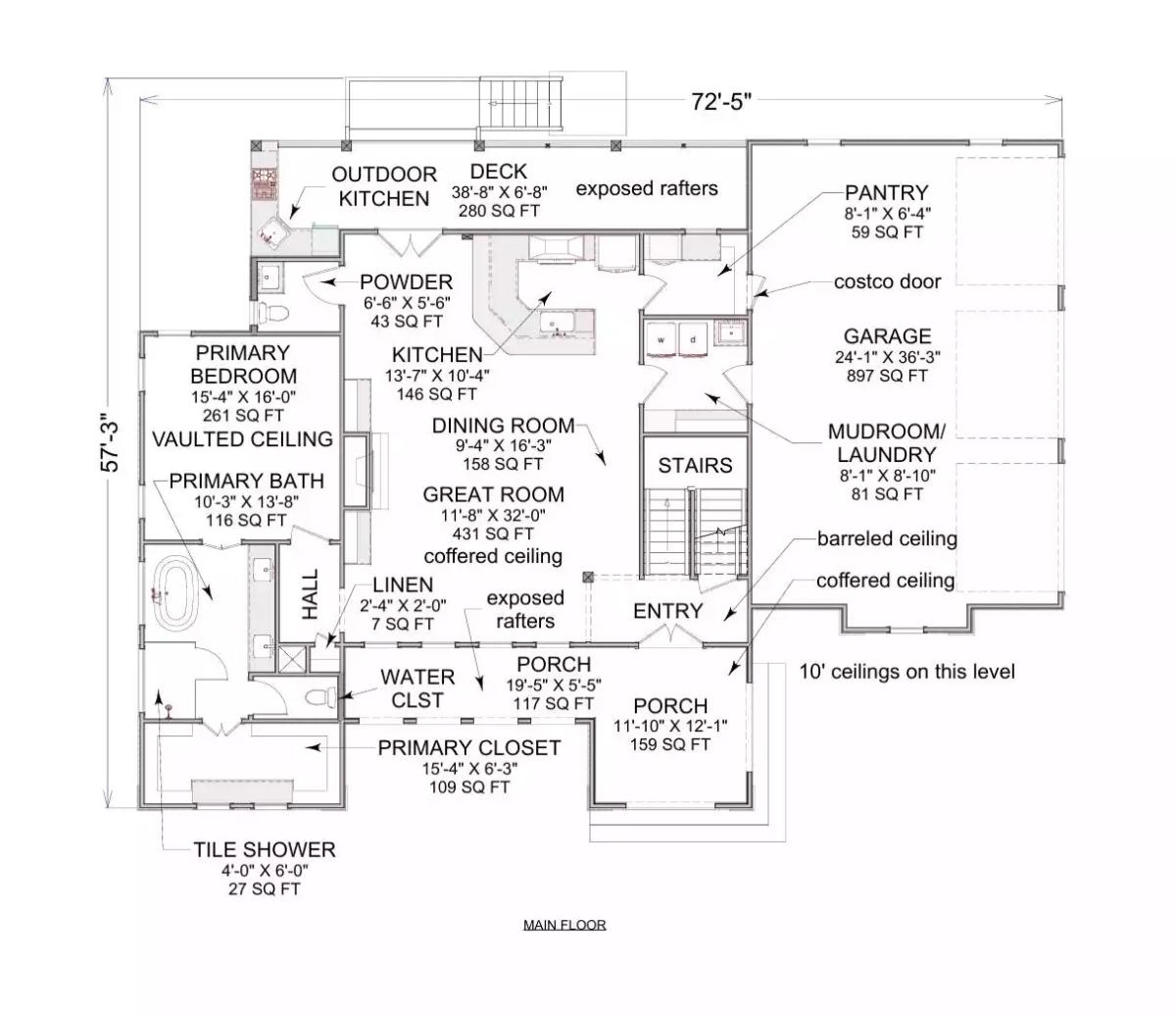 Floor Plan: The Primary Suite Anchors One Wing While the Garage Buffers the Mudroom