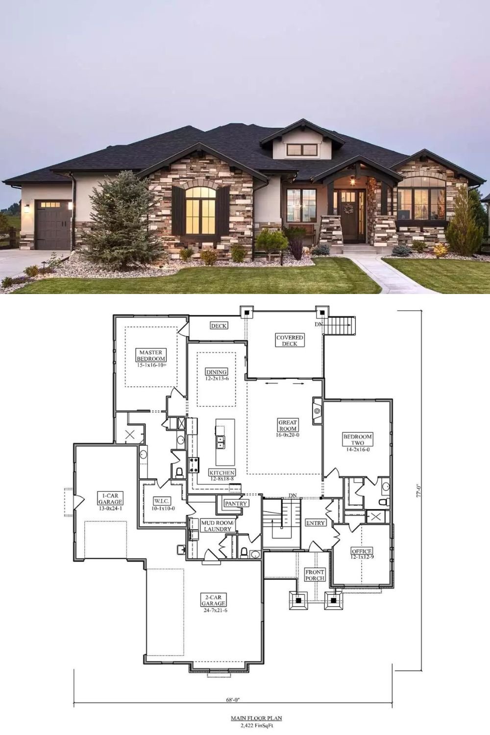 Amberhaven Loop 2-Bedroom Country-Style Home with Basement and Covered Deck (Floor Plan)