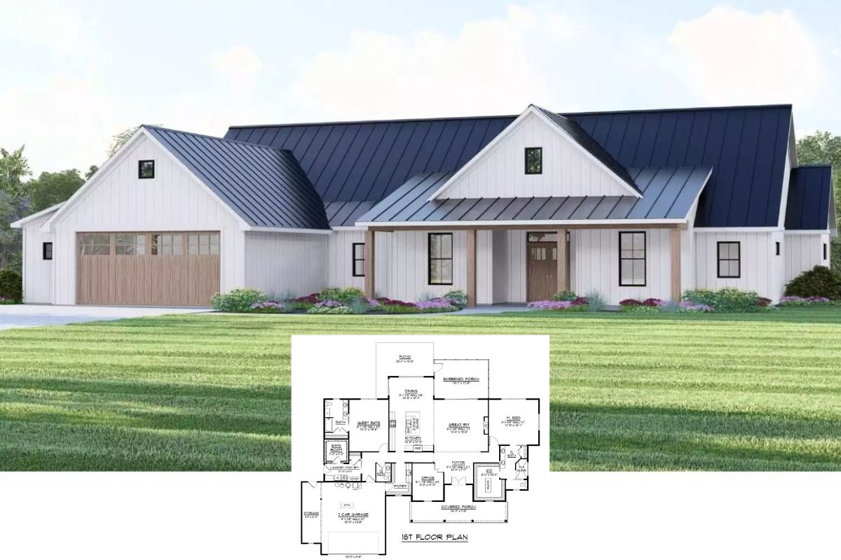 2-Bedroom Barndominium-Style Horton Heights with Double Garage and Screened Porch (Floor Plan)