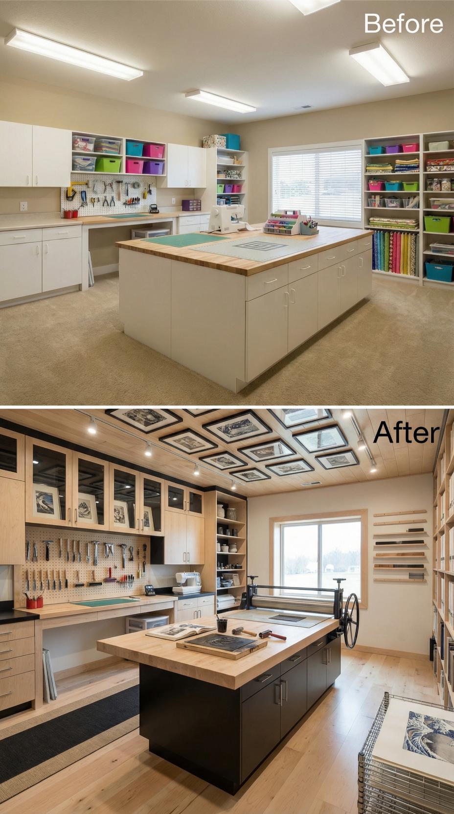 Fluorescent Panels and Carpet Give Way to Skylight Gallery and Hardwood