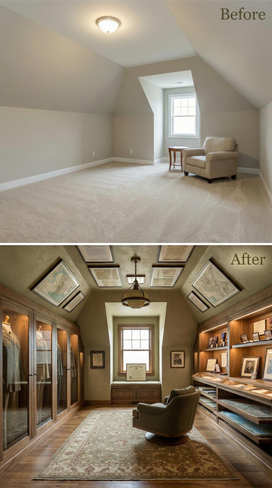 Illuminated Display Cases Guard Military Memorabilia Under Skylights