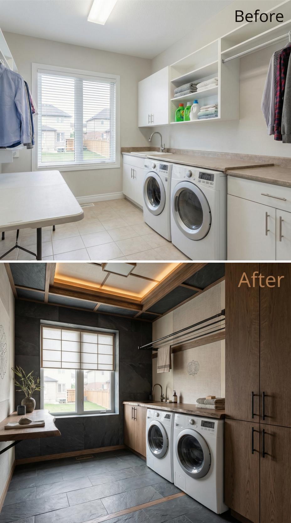 Coffered Wood Ceiling and Shoji-Inspired Millwork Replace Builder White