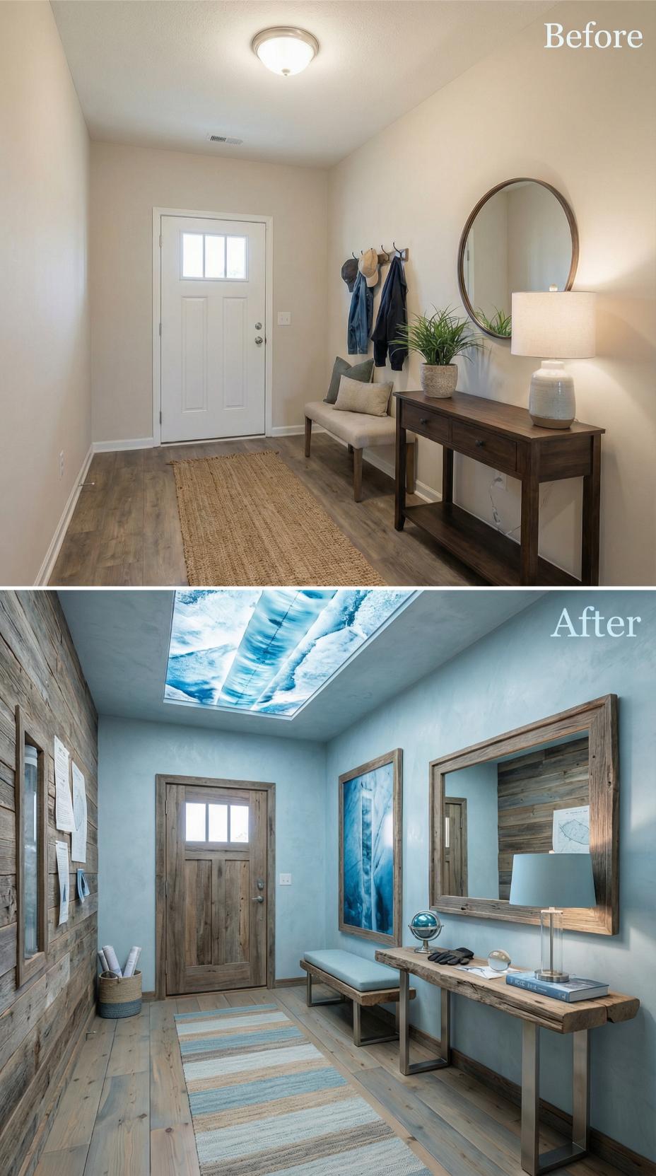 Ocean-Inspired Skylight and Reclaimed Wood Planks Replace Beige Box