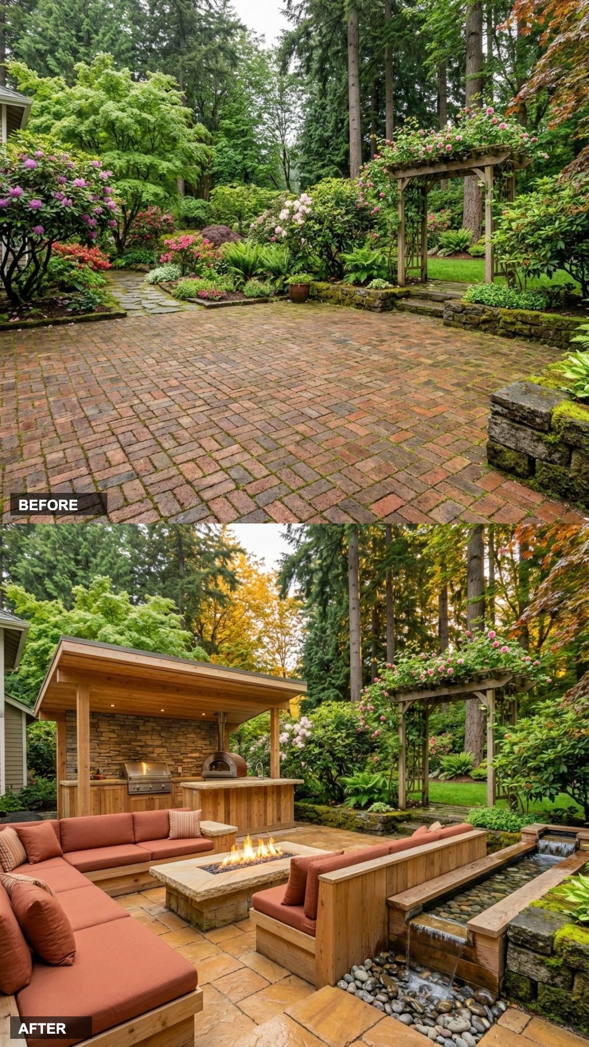 Raw Cedar and Sandstone With a Water Feature: The Most Serene Version of This Backyard on the List