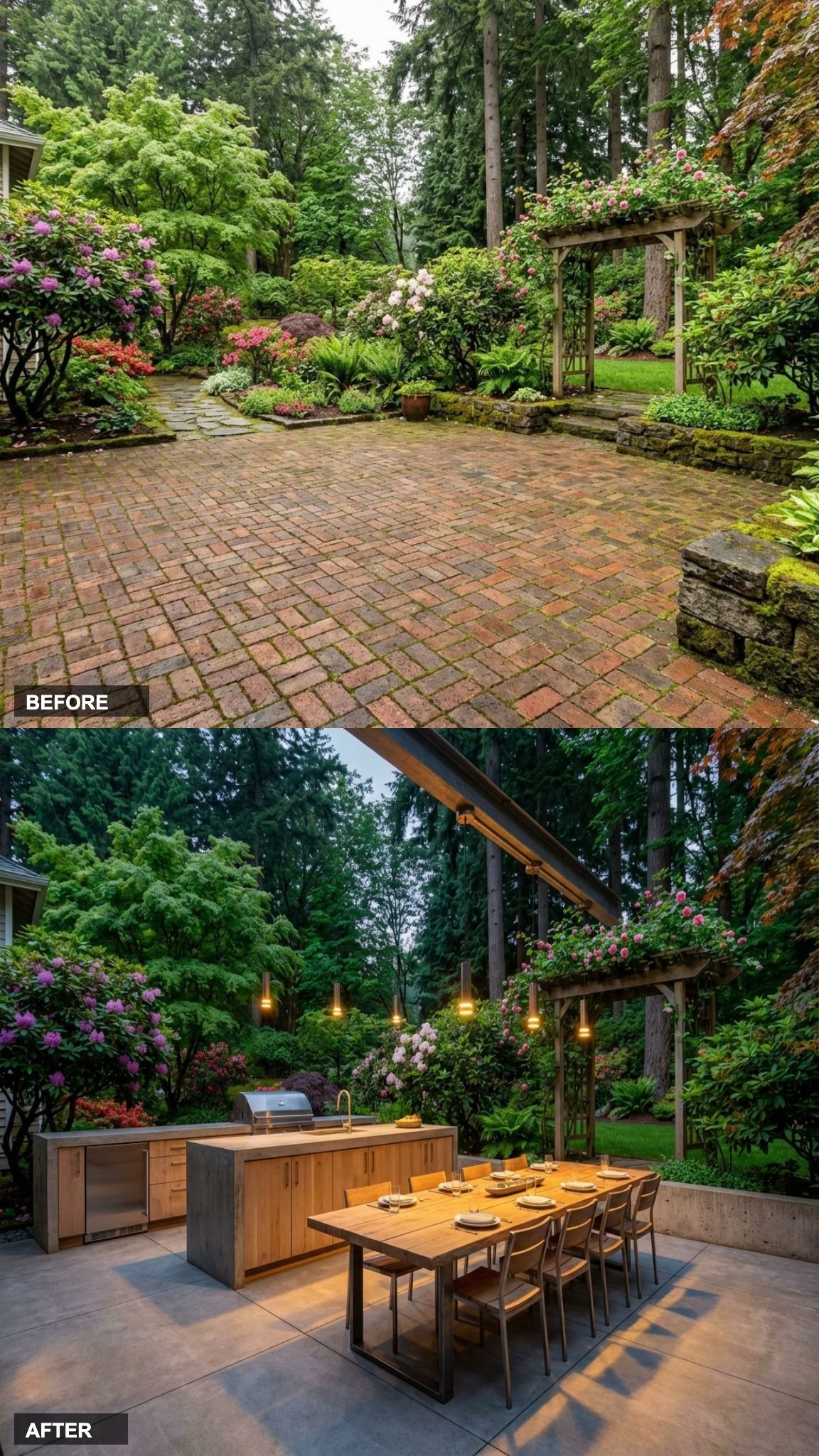 Reclaimed Oak and Poured Concrete Make a Case for Outdoor Dining That Feels Permanent