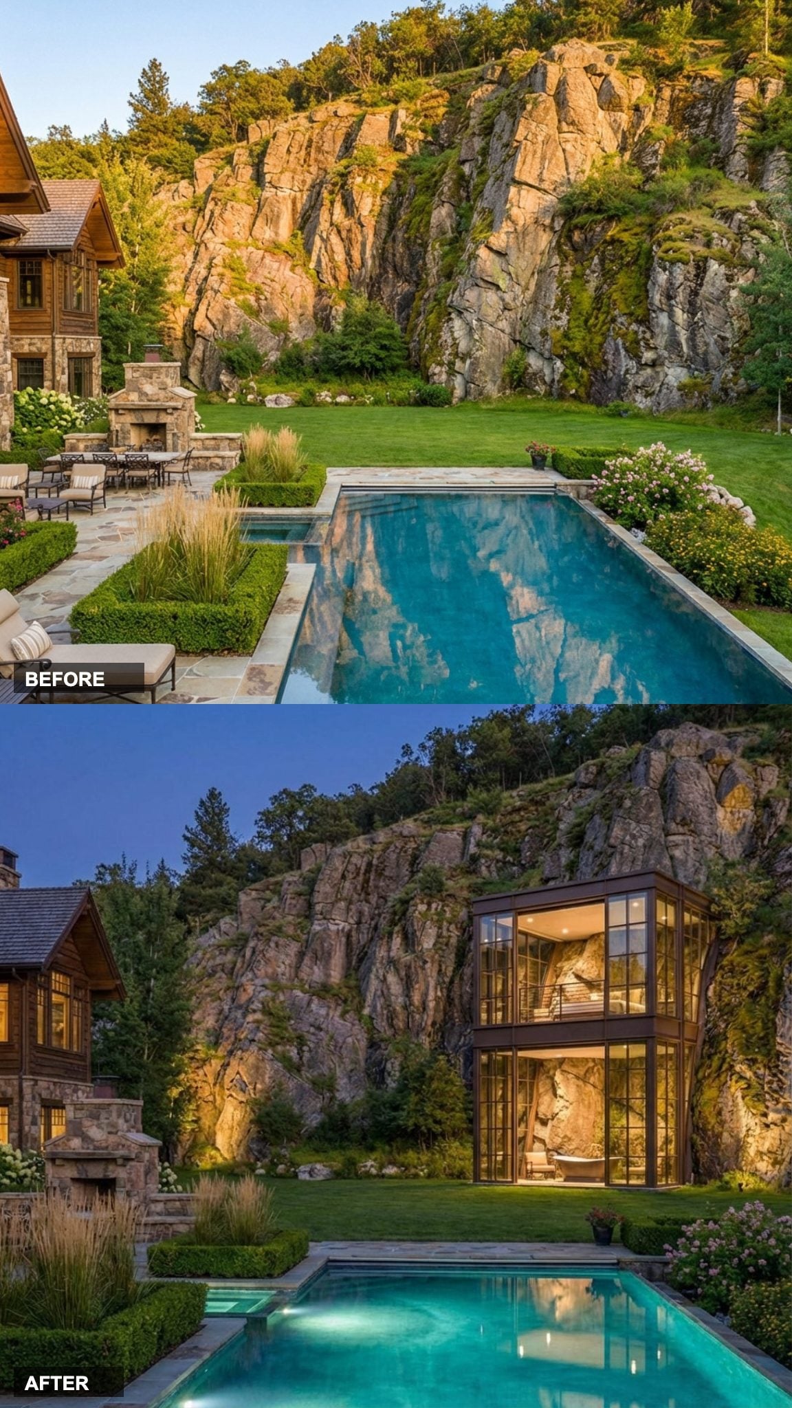 Bronze-Tinted Mullions and a Mezzanine Level Give the Cliff Structure Warmth and Vertical Drama