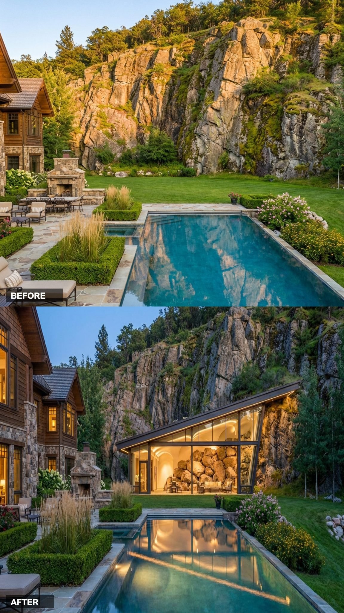 Steel and Glass Follow the Rock's Own Curve for a Structure That Looks Like It Grew There