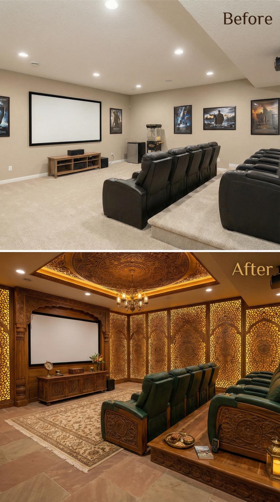 Carved Islamic Screens and Amber Backlighting Bury Basic Recliners