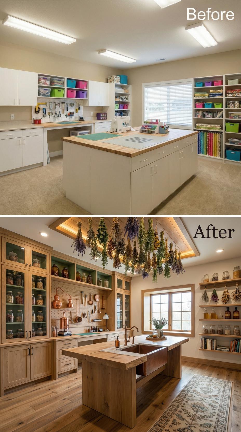 Sterile Fluorescent Workspace Converted to Herb Drying Apothecary