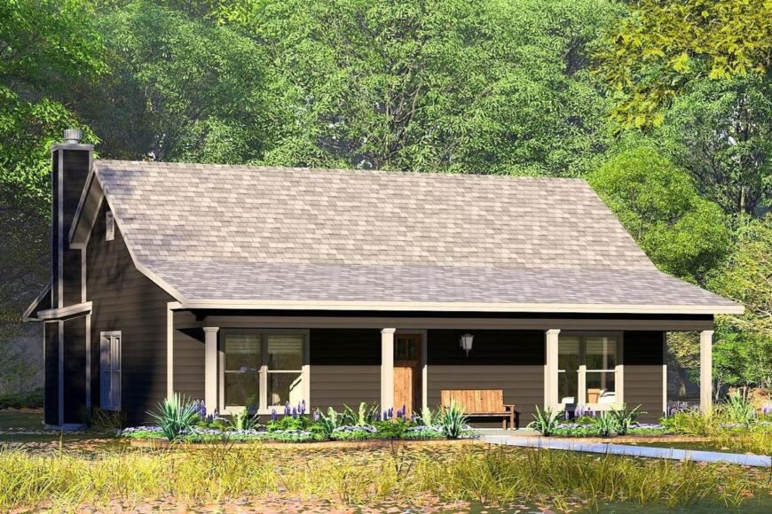 Country-Style 2-Bedroom Cabin with Covered Front and Back Porches ...