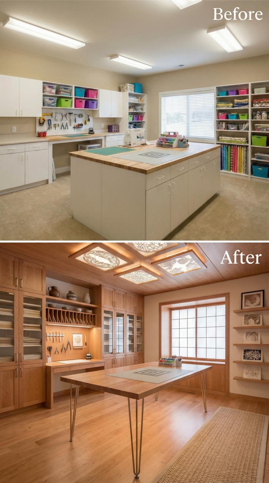 Utilitarian White Laminate Studio Reborn as Shoji Screen Atelier