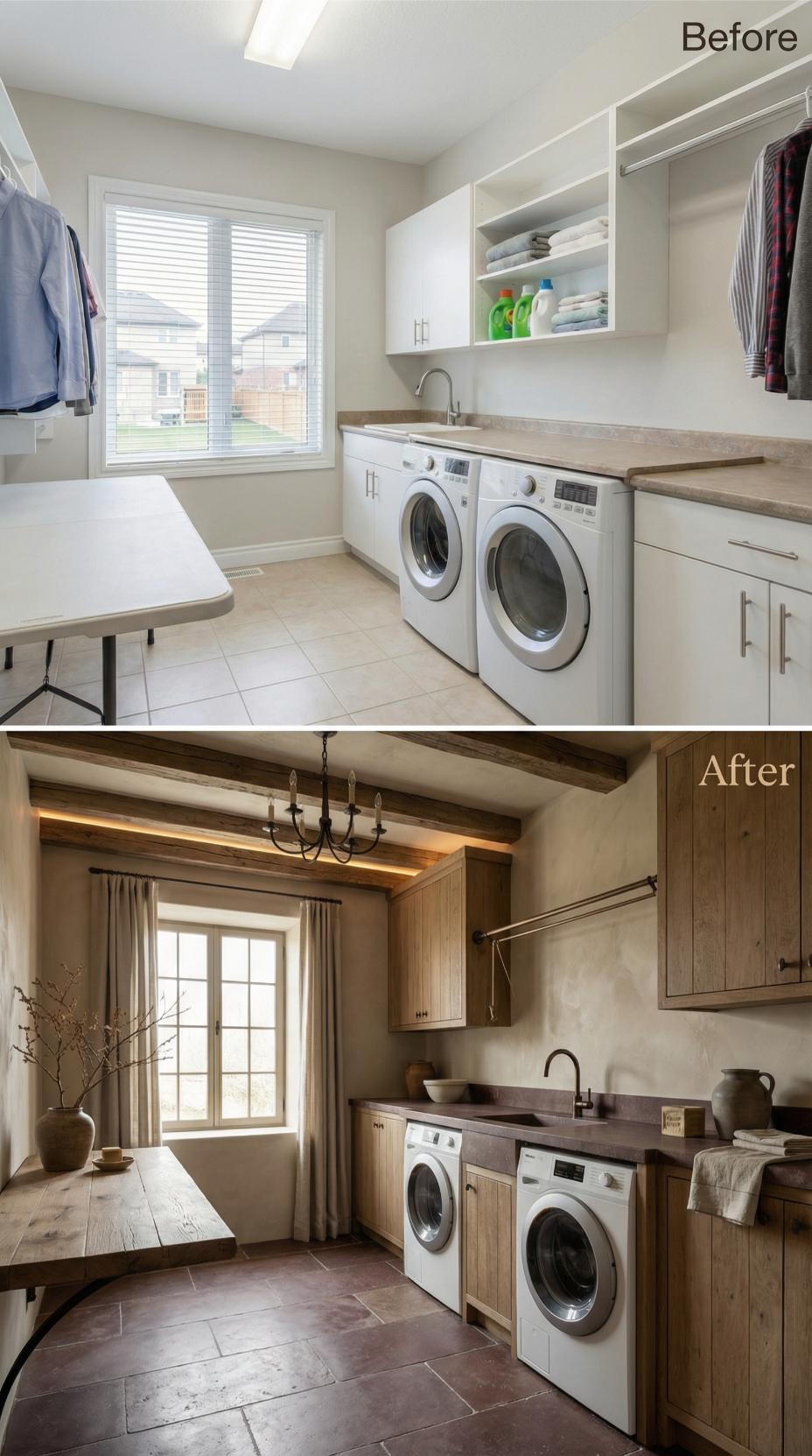 Reclaimed Timber Beams and Stone-Look Porcelain Displace Generic White