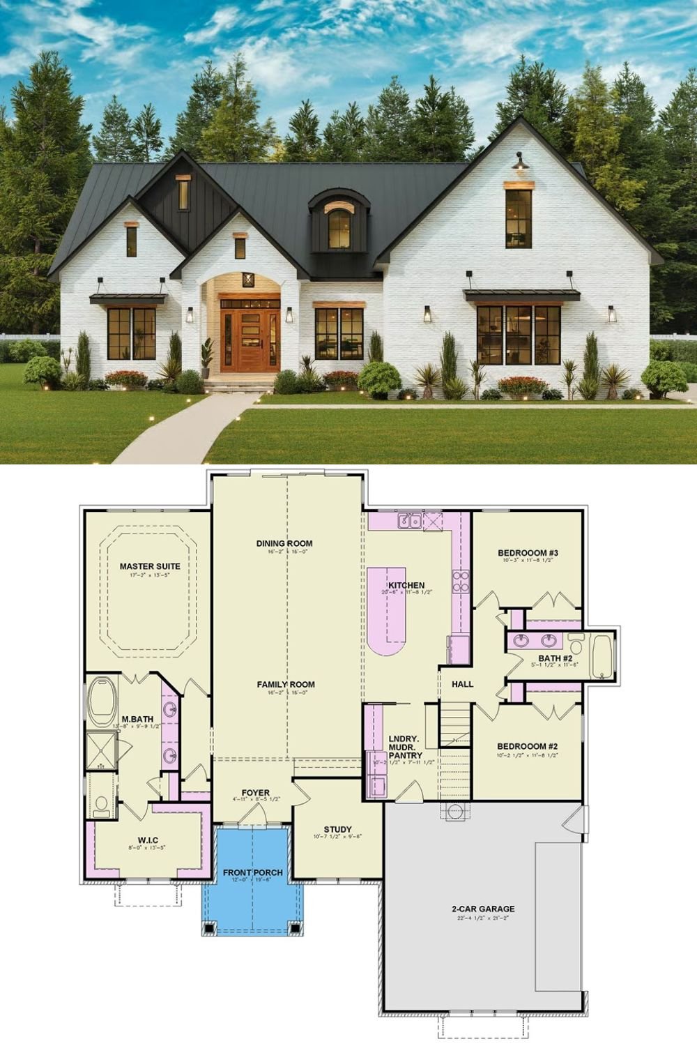 European-Style 3-Bedroom Home with Bonus Room and Double Garage (Floor Plan)