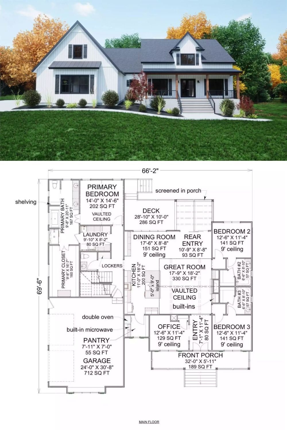 Barndominium-Style 3-Bedroom Harborpoint Road with Bonus Room and Covered Deck (Floor Plan)